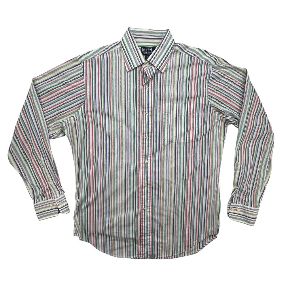 Polo Ralph Lauren Shirt Mens 15.5 34/35 Durham Multicolor Striped Vintage 90s